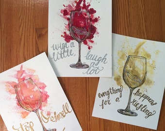 ErinCunninghamART Watercolor Wine Painting