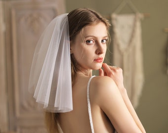 White wedding veil, short veil, white wedding veils.