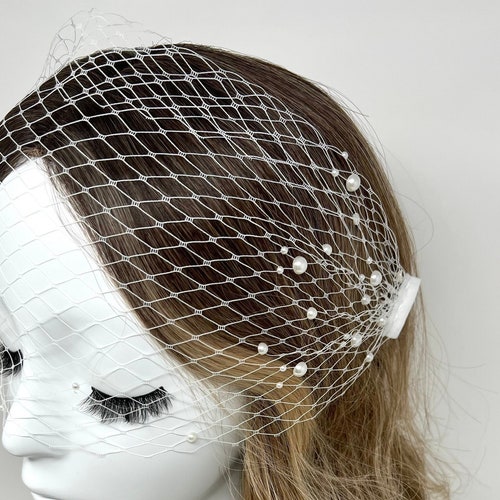 VBTS11 Tulle Bandeau Birdcage Veil Pearl Veil Bird Cage Etsy