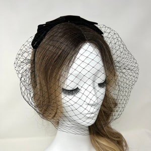 Black veils, black birdcage veil.