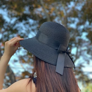 Summer Straw Hat, Beach Hat with Bow, Sun Visor Hat, Summer Hat with Ribbon, UV Protection, Fashion Sun Hat.