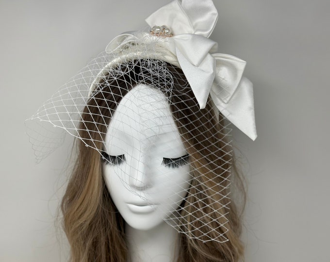 Birdcage Veil Headband Artificial Pearls and Diamonds. Etsy