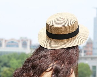 Nouveau, chapeau de paille pour femme, style chapeau de soleil, chapeau de paille, fabriqué aux États-Unis. cadeau de Noël