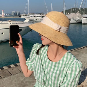 2021 New. Summer Straw Hat, Sun Hat, Beach Hat with Bow, Sun Visor Hat, Summer Hat with Ribbon, UV Protection, Fashion Sun Hat.