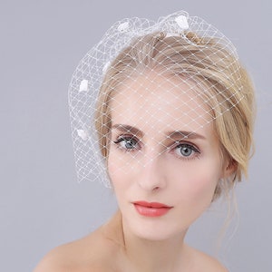 Flower Birdcage Veil Bridal Bird Cage Wedding Tulle Bachelorette Accessory Headpiece Head Hair Piece Short Bride Gift Weddings Accessories