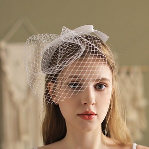 Short veil, birdcage veil, available in white and black.