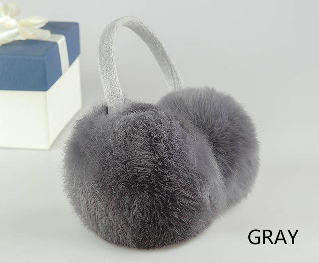Real Fur Earmuffs, Fluffy Fur Ear Warmer, Black Earmuffs, White Ear Muffs, Warm Ear Muffs