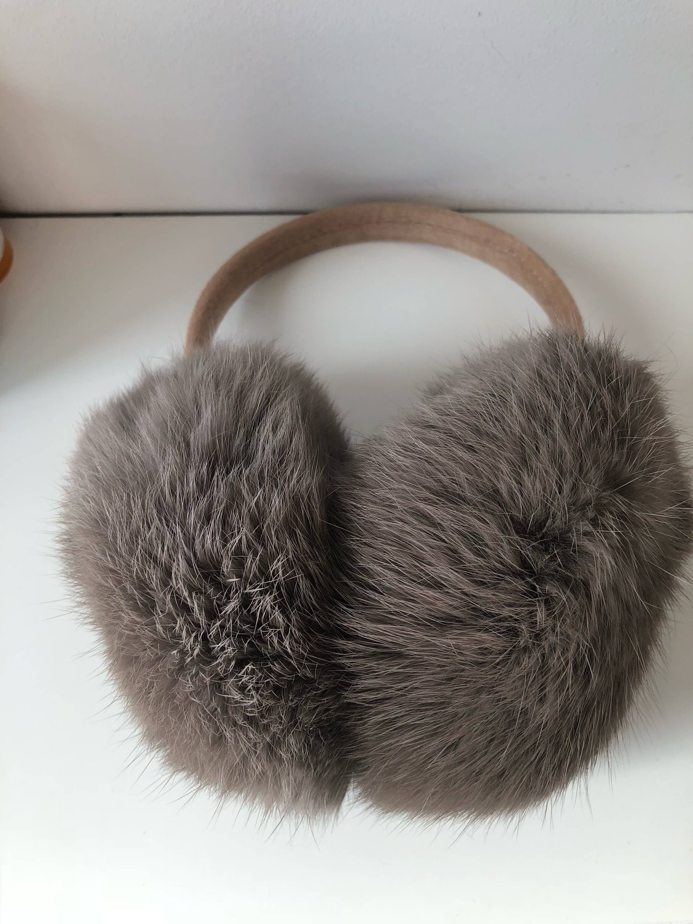 Real Fur Earmuffs Fluffy Fur Ear Warmer Black Earmuffs Etsy