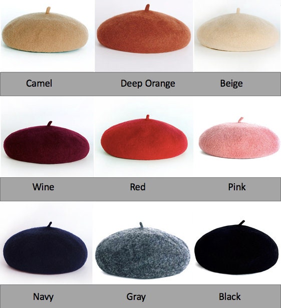 Beret Hat 100%wool French Beret Black Beret Red Beret - Etsy