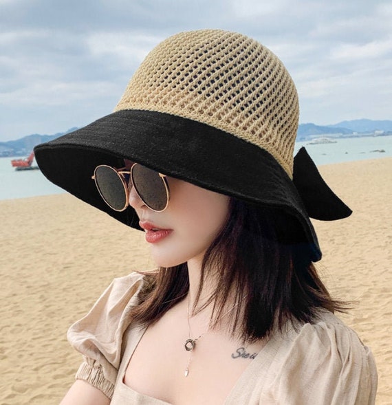 Summer Straw Hat Sun Hat Beach Hat With Bow Sun Visor Hat | Etsy