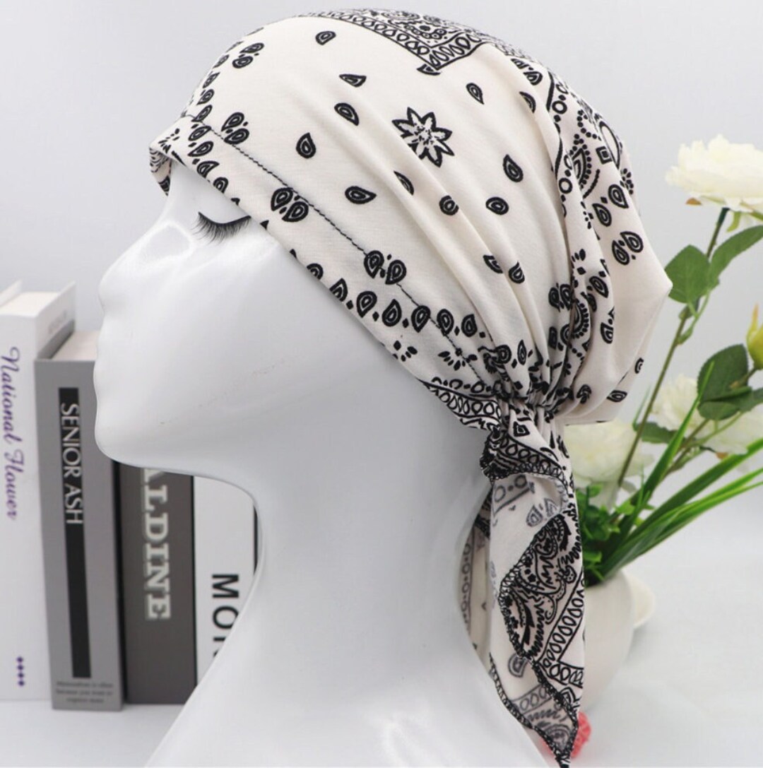 Head Cover Scarf Floral Print Chemo Scarf Chef Hat Etsy