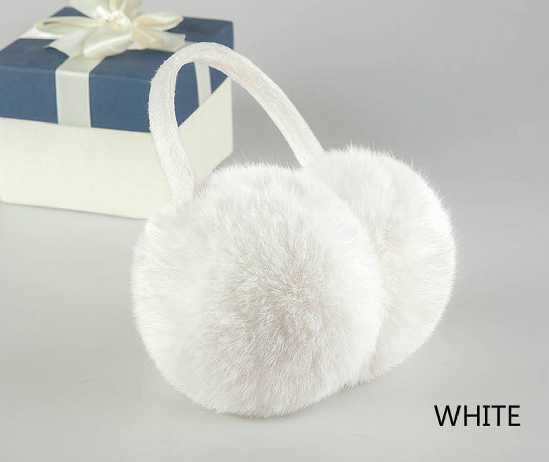 Real Fur Earmuffs, Fluffy Fur Ear Warmer, Black Earmuffs, White Ear Muffs, Warm Ear Muffs