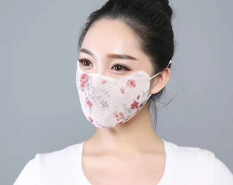 Clearance!!!New, Rayon Face Mask, Summer Face Mask, Floral face mask, Thin face mask, breathable face mask, viscose fibre face mask.