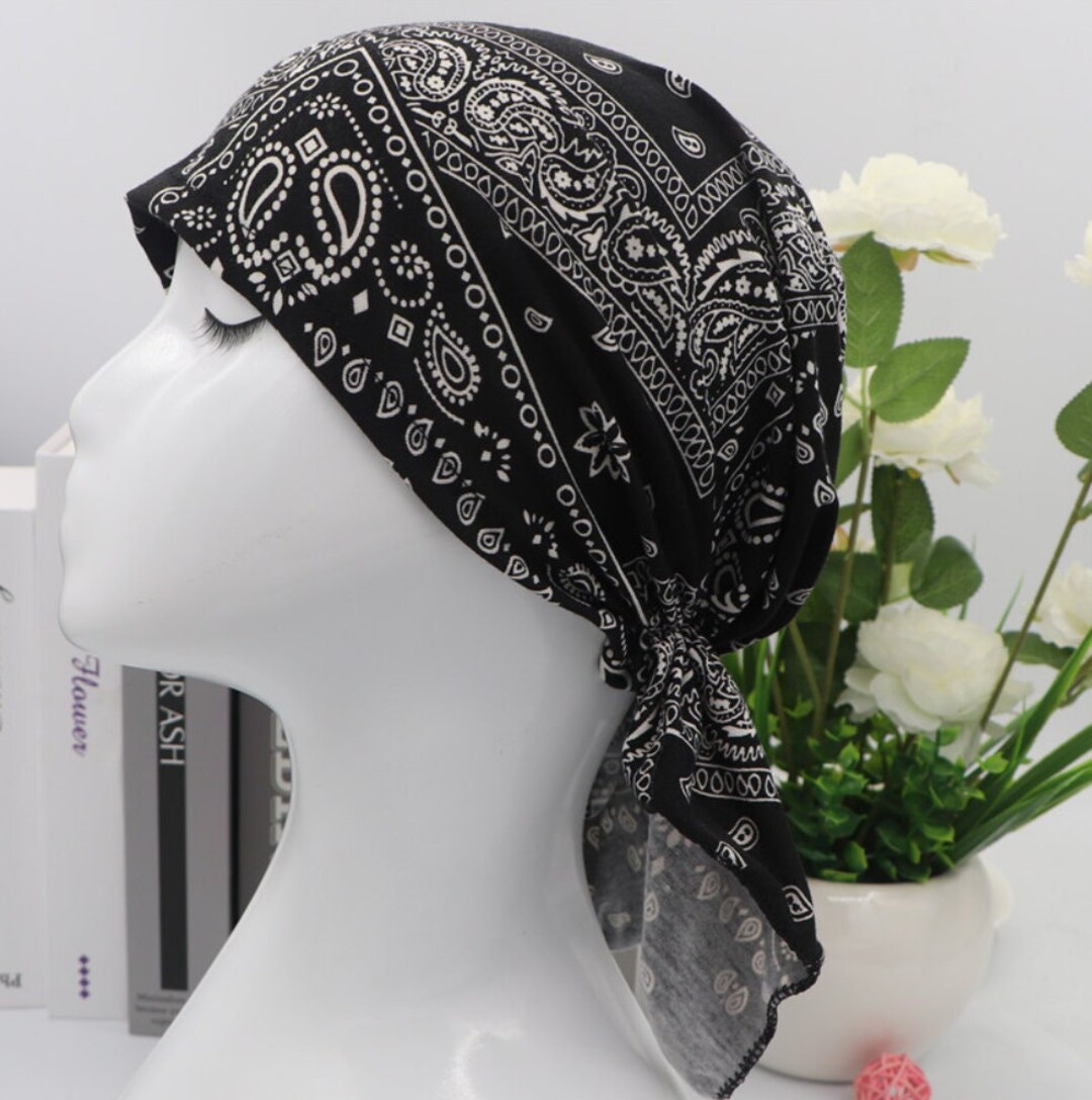 Head Cover Scarf, Floral Print, Chemo Scarf, Chef Hat, Surgical Hat