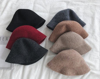 Wool Blend Bucket Hat Wool Winter Hat 