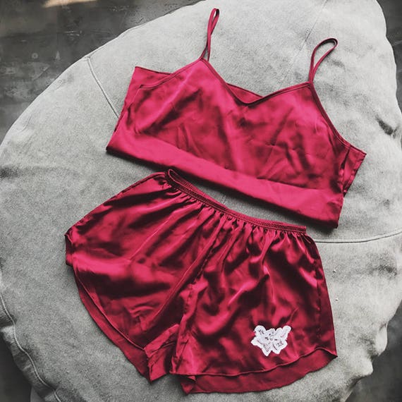 Women's satin pajama set/Short pajama set/Satin Etsy