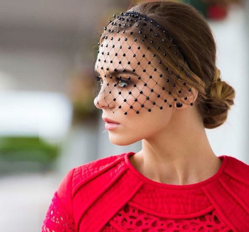 New Black Veil Headband Black Birdcage Veil. Etsy