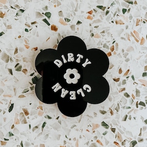 Retro Groovy Flower Magnet, Kitchen Dishwasher Dirty Clean Magnet, Wedding Gift, Housewarming Gift