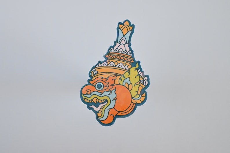 Cambodian Decor, Lord Hanuman Art, Hindu Monkey God Vinyl Sparkle Sticker image 1
