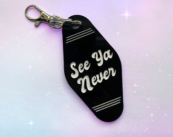 Vintage Motel Acrylic Keychain, Retro, Groovy, Cute Accessory, Trendy, Quote Gift