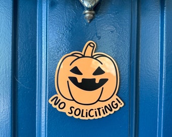 No Soliciting Sign, Doorbell Wall Plaque, Halloween Home Decor, Fall Wall Hanging Gift, Pumpkin Art