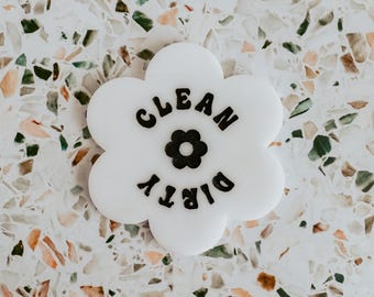 Retro Groovy Flower Magnet, Kitchen Dishwasher Dirty Clean Magnet, Wedding Gift, Housewarming Gift