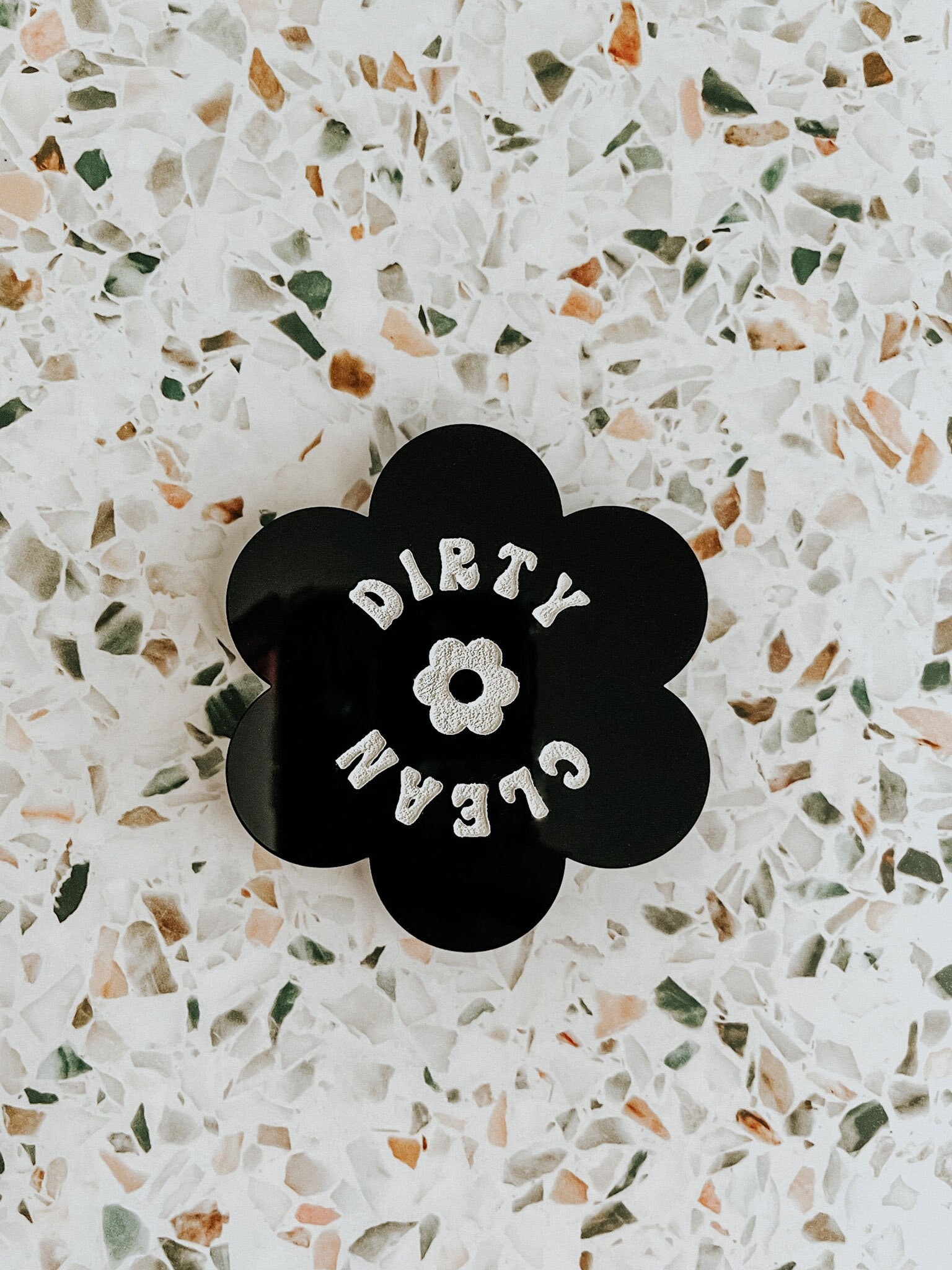 Retro Groovy Flower Magnet, Kitchen Dishwasher Dirty Clean Magnet, Wedding Gift, Housewarming Gift