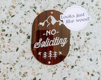 No Soliciting Sign, Doorbell Wall Sign, Rustic Mountain Home Decor, Quote Wall Hanging Gift, Adventure Sign