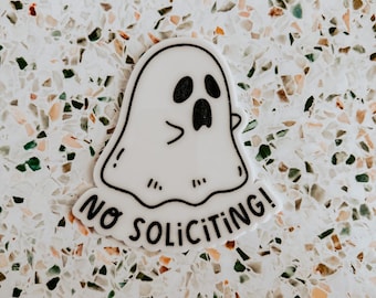 No Soliciting Sign, Doorbell Wall Plaque, Halloween Home Decor, Goth Wall Hanging Gift, Ghost Art