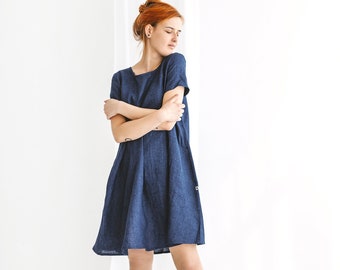 Plus size linen dress for women VICTORIA, Short sleeves pregnancy dress, Plus size linen clothing for holidays