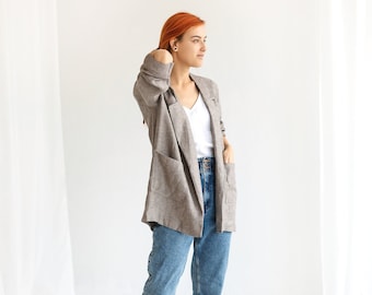 Loose natural linen jacket for women, linen blazer, linen jacket women, classic linen jacket