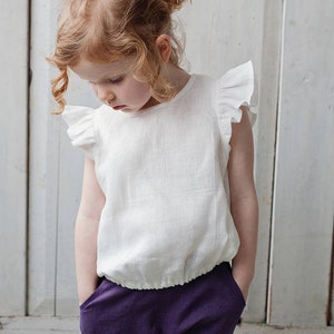 Linen shirt for baby girl, Flower girl shirt, Organic baby clothes, Baby girl 1st birthday outfit, Baby girl clothes, 25 COLORS image 1