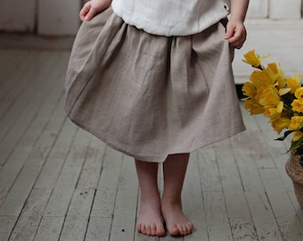 Linen midi skirt, 1st birthday outfit, Baby girl clothes, Baby shower, Circle skirt, Organic baby clothes, Baby clothes lots, Toddler skirt
