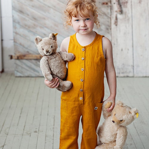 Linen Baby Girl Overalls Organic Linen Harem Jumpsuit Etsy