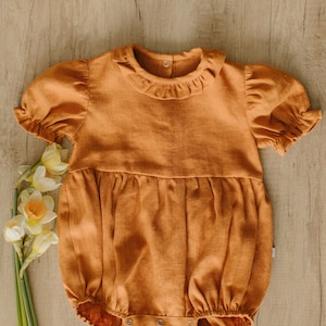 Summer linen romper for baby girl, Organic linen baby onesie, Newborn romper, Linen baby clothes, Babyshower gift, Newborn photo prop outfit