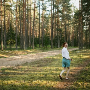 Versandfertig, hoch taillierte Leinenshorts für Frauen PAULA, plus Größe Leinen Shorts mit Kordelzug, Damen Shorts zum Anziehen Bild 6