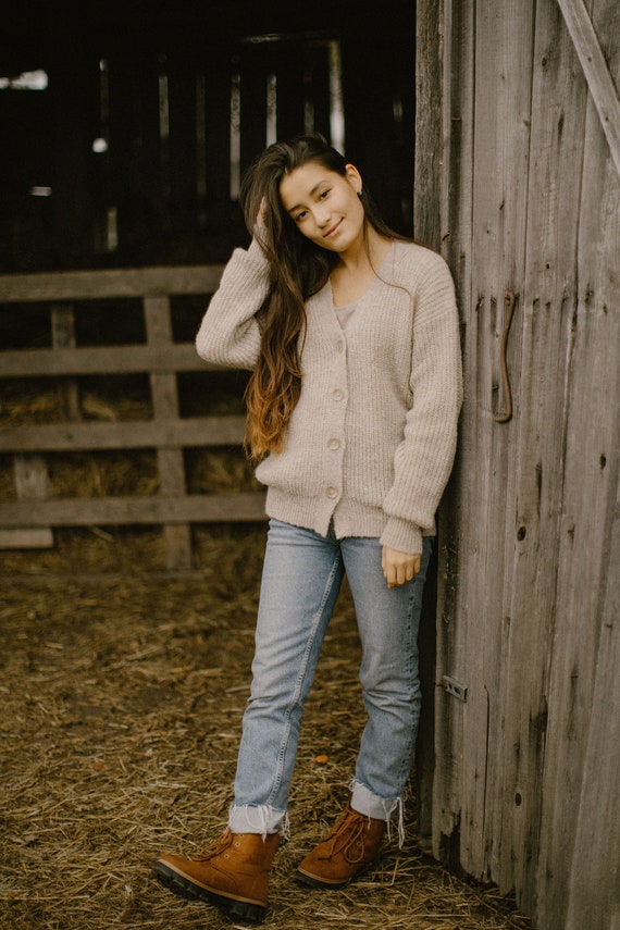 Hand Knit Woman Sweater PAULA Alpaca Wool and Silk Blend - Etsy
