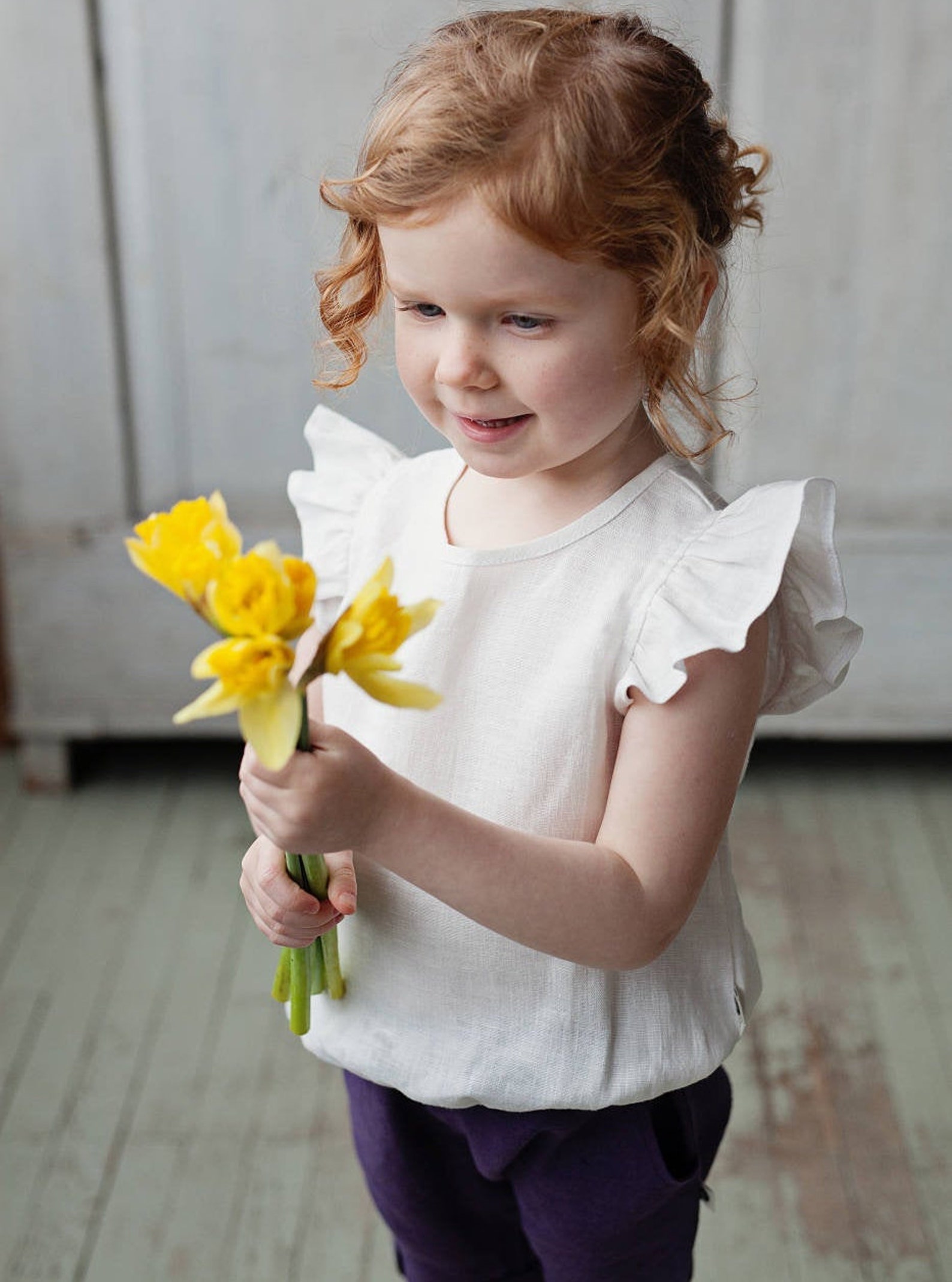 Linen Shirt for Baby Girl Flower Girl Shirt Organic Baby Etsy