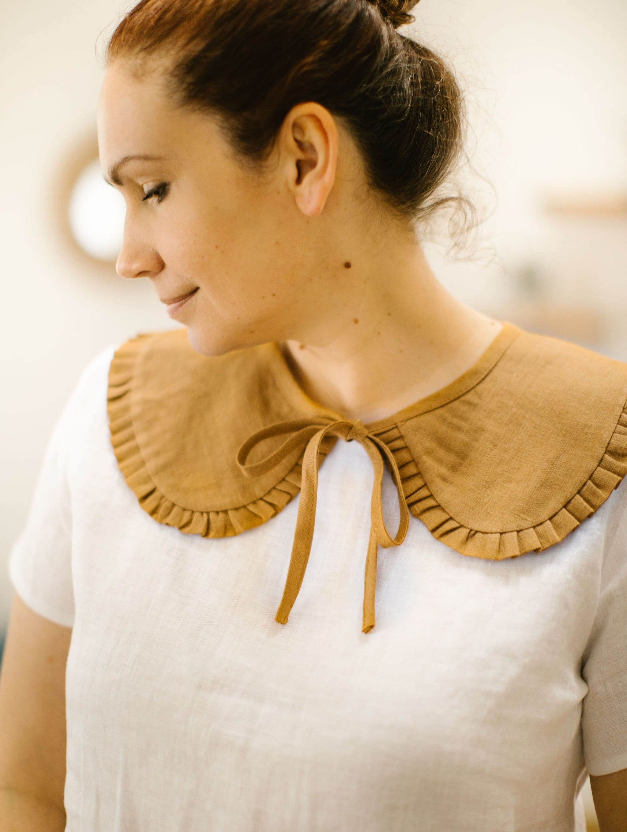 Linen Detachable Collar, Removable Peter Pan Collar, Ruffled