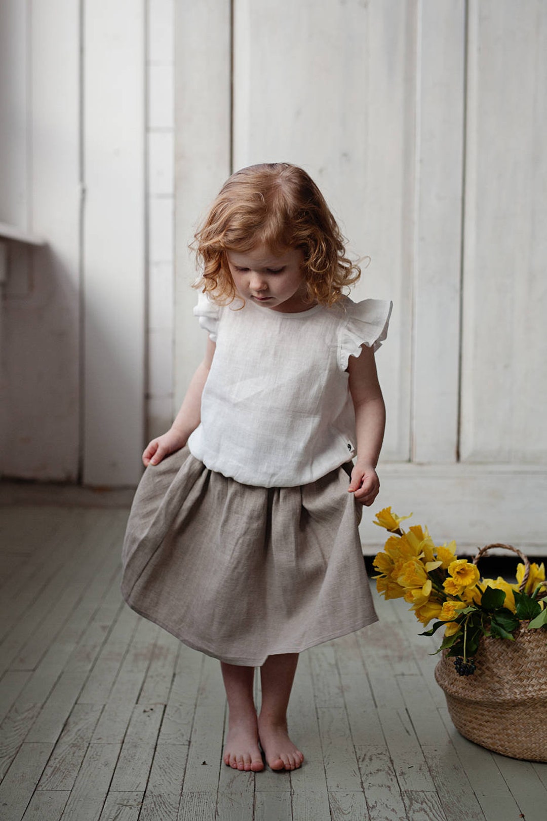 Jupe midi en lin tenue de 1er anniversaire v tements b b fille