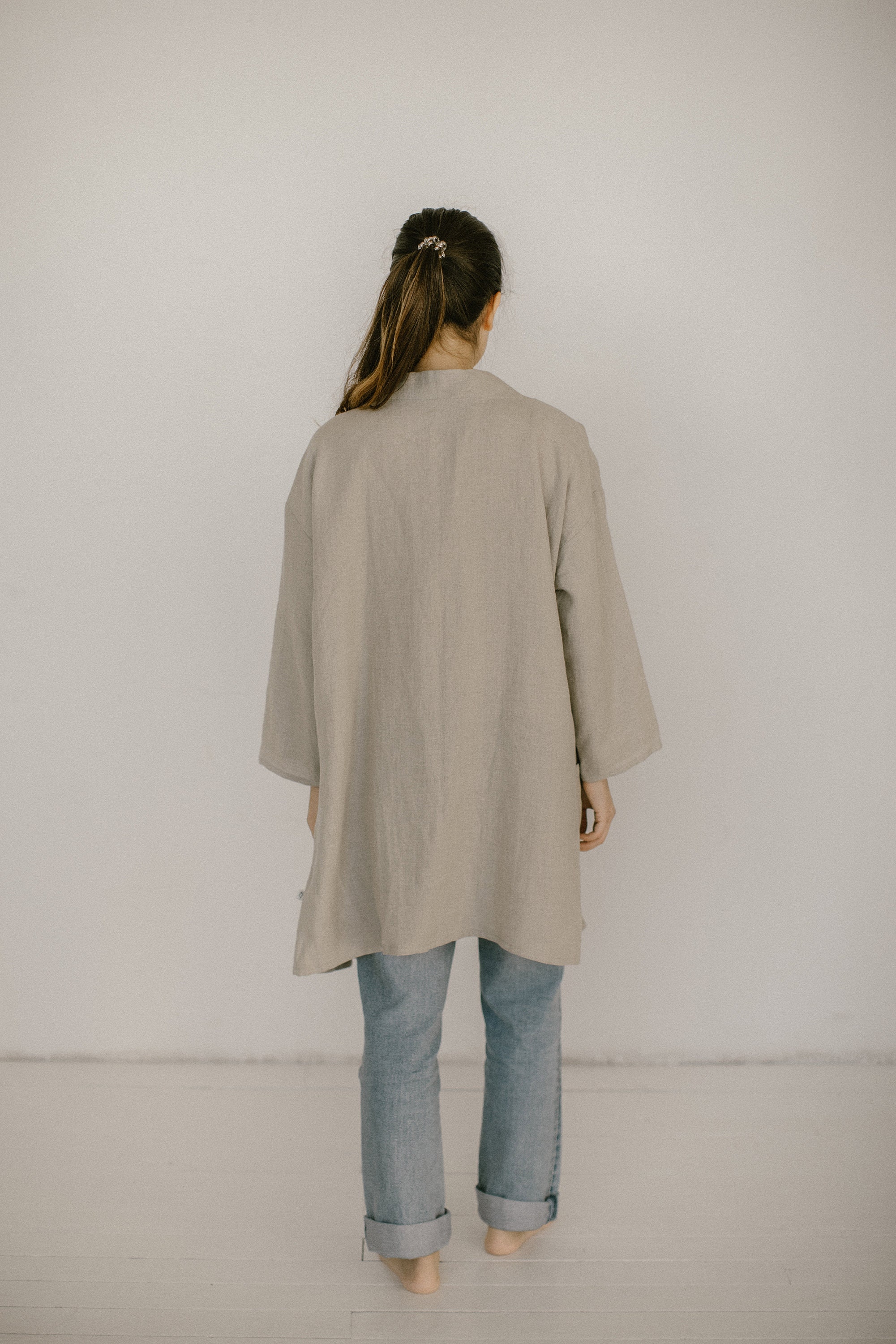 100% Organic Linen Cardigan for Women, Open Front Lightweight 