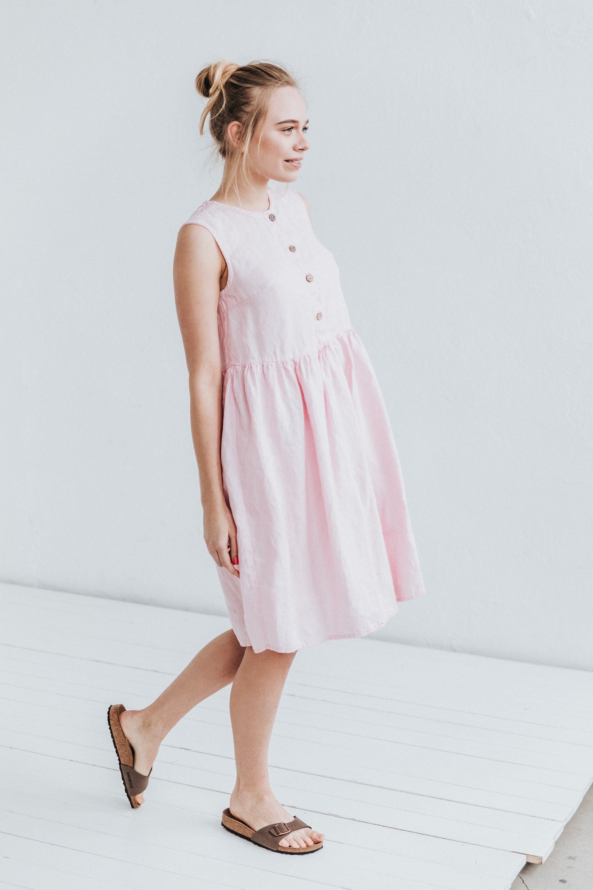 Sleeveless Linen Dress With Pockets Linen Aline Dress Loose Etsy