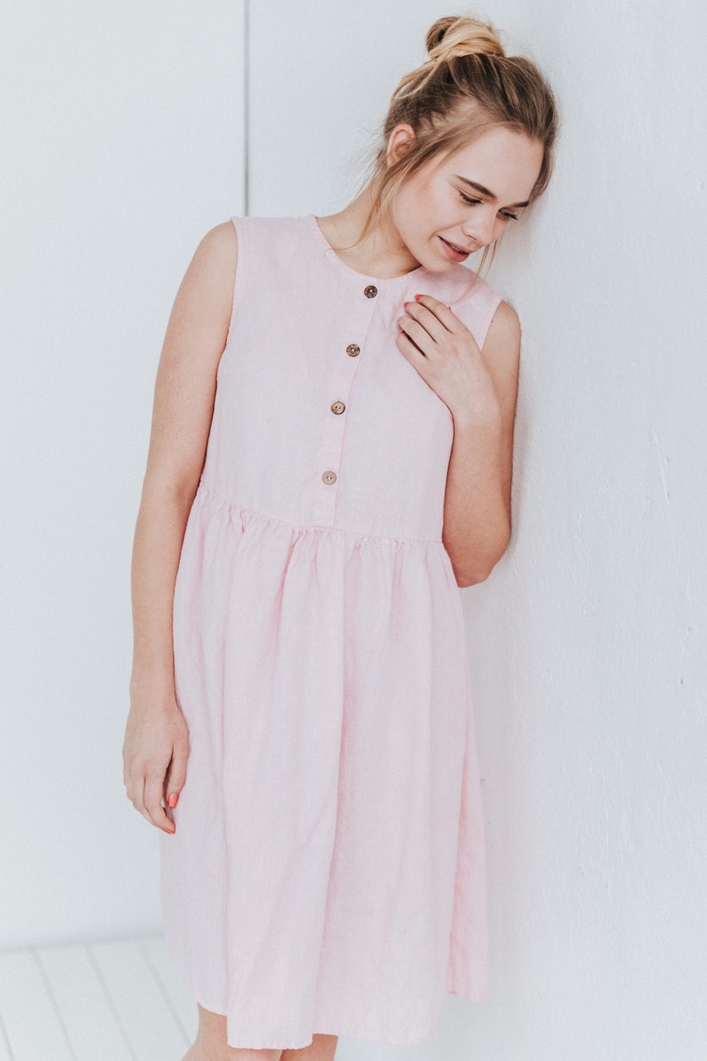 Sleeveless Linen Dress With Pockets Linen Aline Dress Loose Etsy