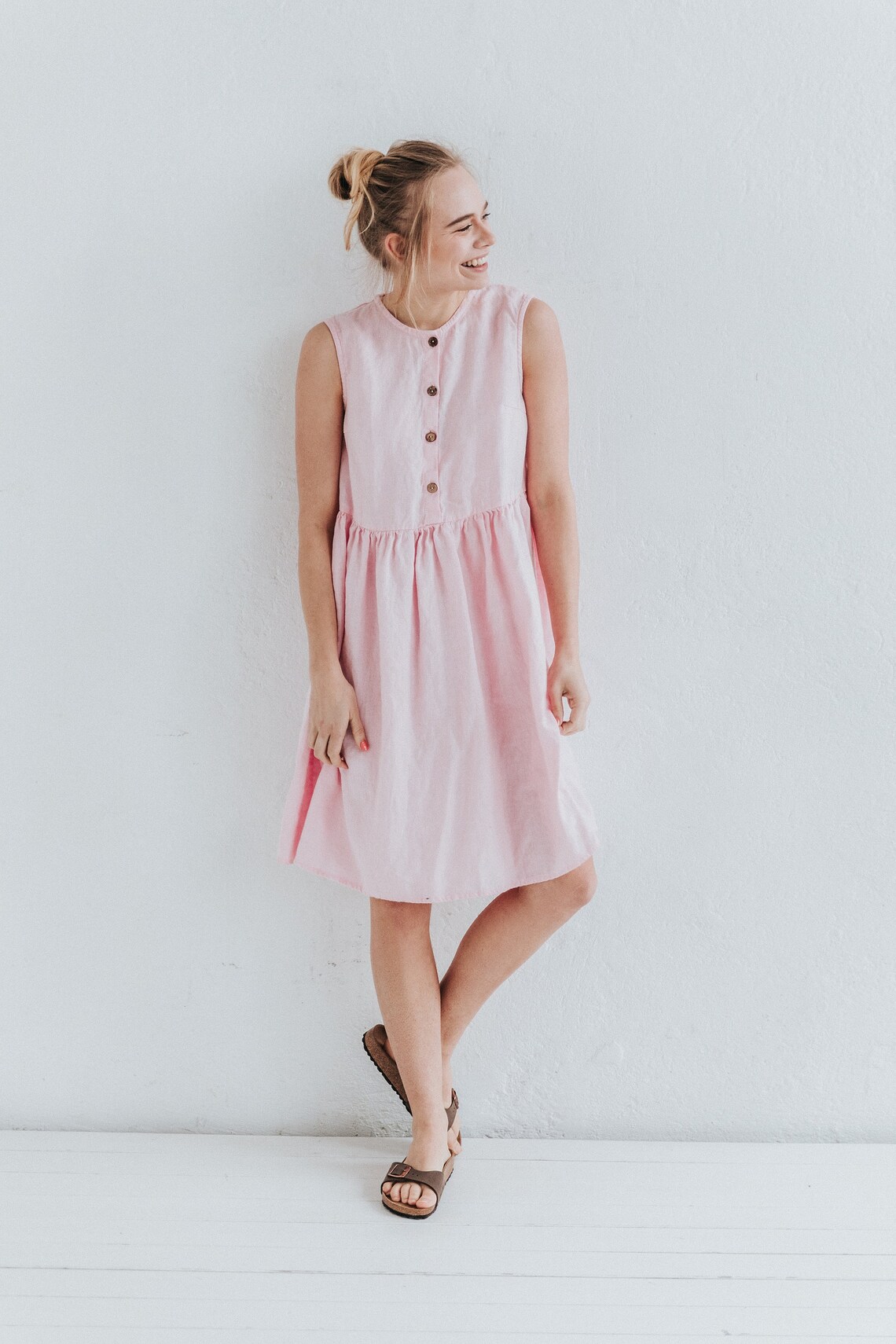 Sleeveless Linen Dress With Pockets Linen Aline Dress Loose Etsy