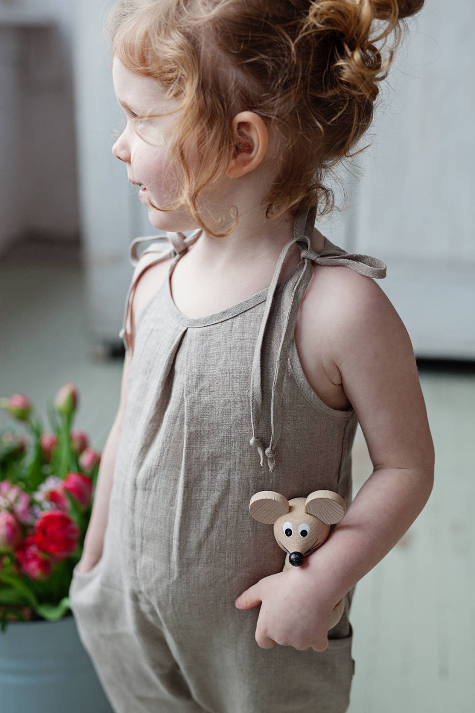 Linen Baby Girl Overalls Organic Linen Harem Jumpsuit Etsy