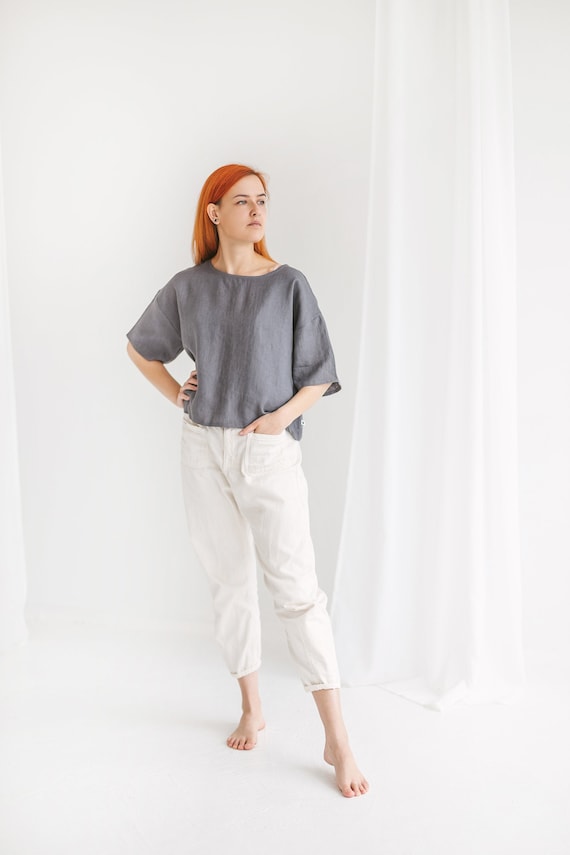 Organic Linen Crop Top ERIKA Oversized 