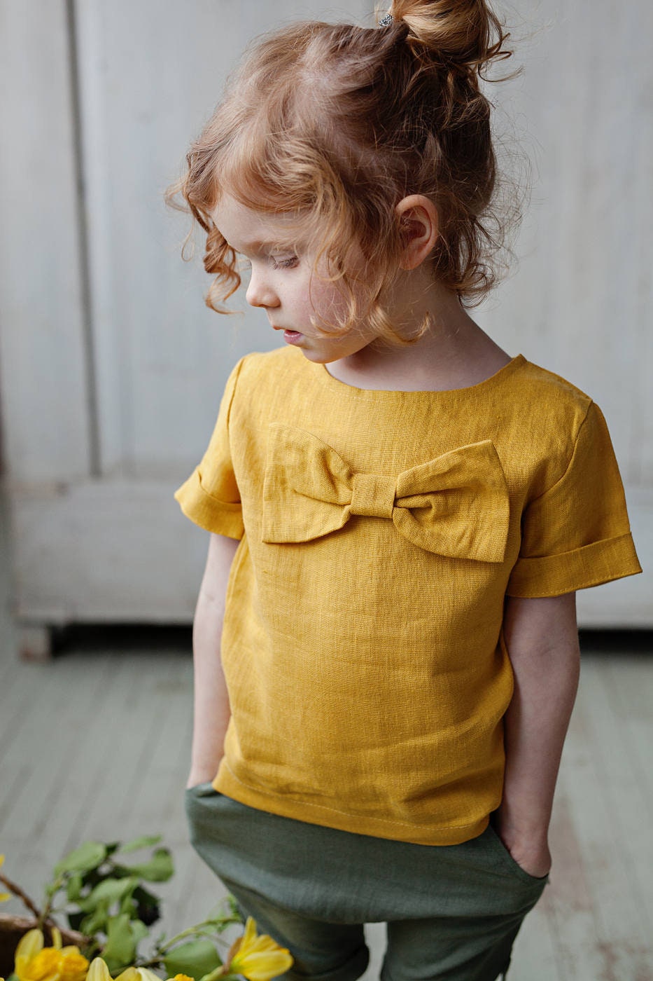 Kleding Meisjeskleding Tops & T-shirts Tunieken Bloemen linnen blouse Adelina voor meisjes 