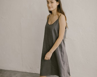 Prêt-à-partir, Robe nuisette en lin, Robe ample en lin pour l'été, Chemise de nuit en lin pour femme