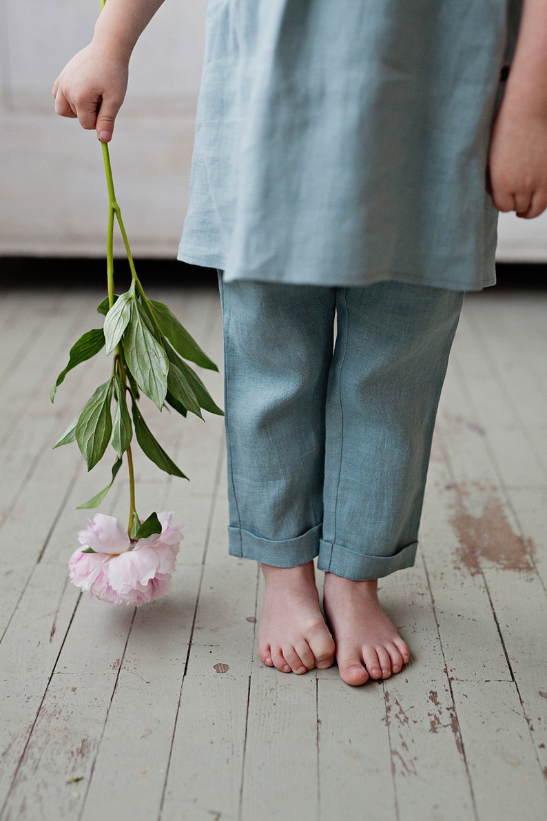 Linen children set, linen kids clothes, washed linen, summer set, linen tunic, linen pants, set for kid, linen girls set, girls tunic, linen image 5