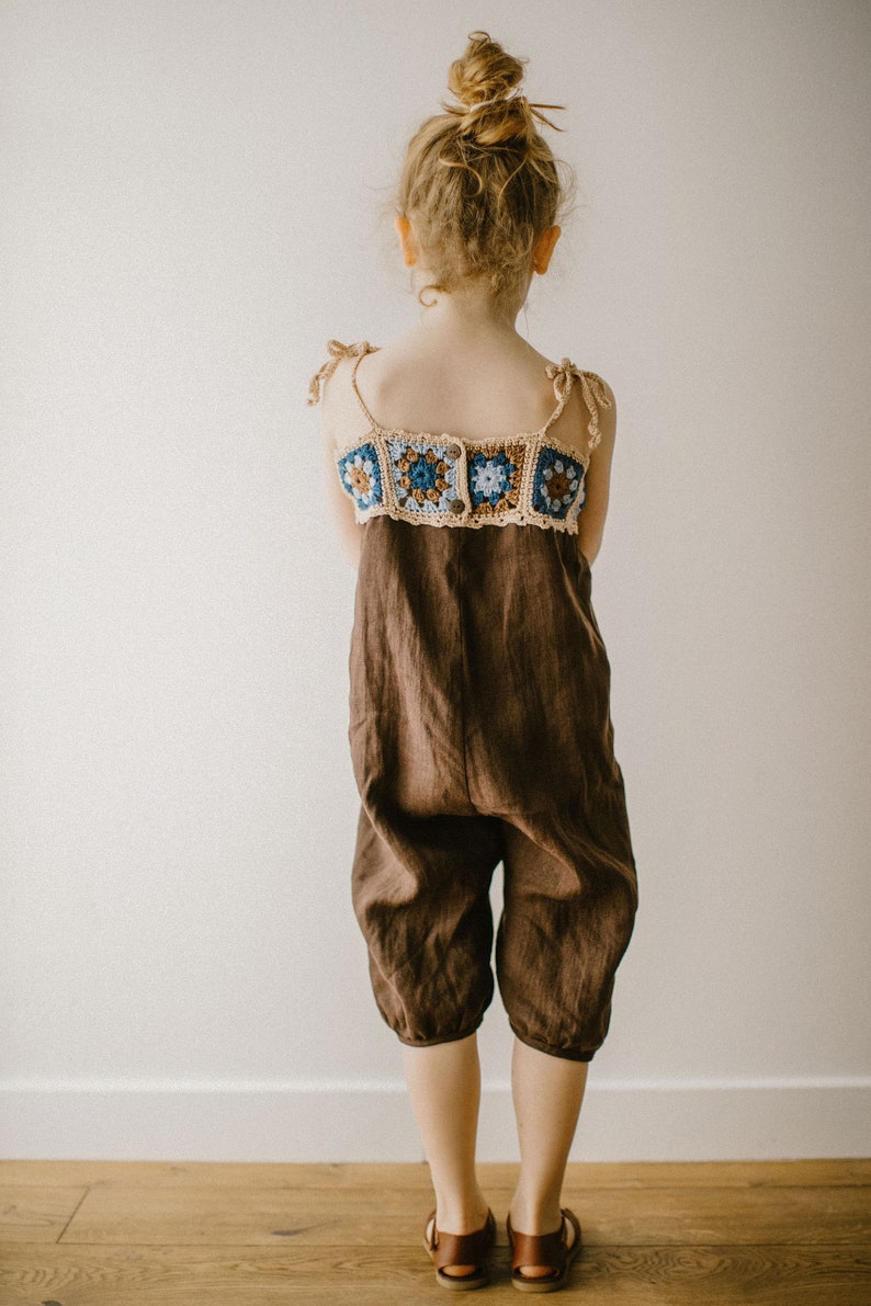 Toddler Linen Overalls With Crochet Decoration Kids Linen Etsy